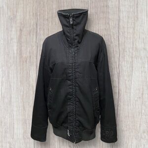 G-Star Raw Full Zip Lined Distressed Black Denim Jacket XL VGUC